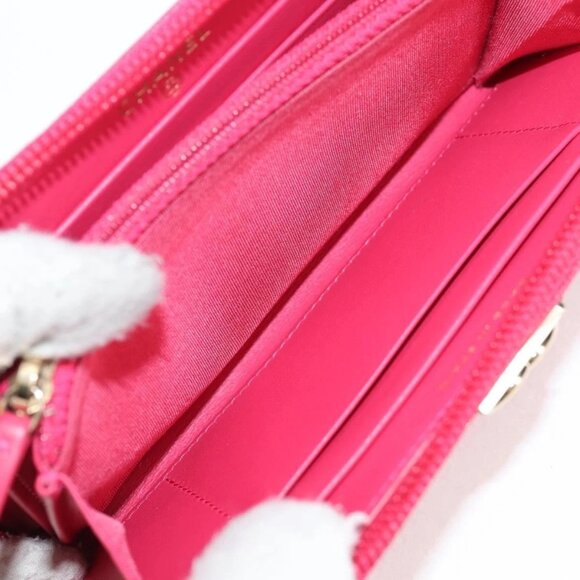 CHANEL Boy Chanel Wallet Grained Calf Skin Pink Gold CC Auth 131833M - Picture 15 of 16